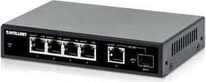 Intellinet 5-Port PoE+ Ethernet Switch with SFP Port - 91W Power Budget, Output up to 30W Per Port, Unmanaged, Wall Mountable/Desktop, Fanless, 3 Yr Mfg Warranty  561822