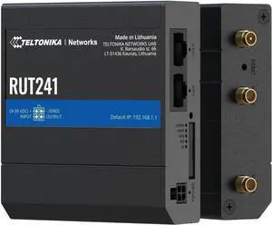Teltonika RUT241 Industrial 4G LTE Router  Compact & Rugged Wireless Router with Ethernet, WiFi, VPN, RMS Support, Remote Monitoring, and IoT Connectivity (RUT241098000)