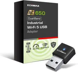 EDiMAX Wi-Fi 5 802.11ac Industrial Grade AC650 Dual-Band Wireless Networking USB Adapter for PC and Embedded Systems, Windows, Linux, Extreme Temperature Tolerance -4F to 167F, IEW-7811UTC