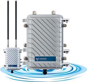 KuWFi Outdoor WiFi Extender Signal Booster, High Performance 2.4G 300Mbps Waterproof Outdoor Base Station with 2 Antennas for School Park or outdoorbuilding Support Starlink Router