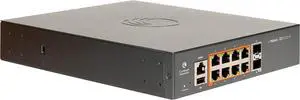Cambium Networks cnMatrix EX1010-P Switch - 20 Gbps Throughput - 8 Ethernet PoE+ Enabled Ports @ 75W - 2 SFP Fiber Uplink Ports - 512 MB DRAM - 128 MB Flash Storage (No Power Cord, US)- MX-EX1010PxA-1