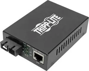 Tripp Lite Network Copper RJ45 Ethernet to Fiber SC Duplex Singlemode Cable Extender Converter, 1310nm Wavelength, Gigabit Network, Extend 12.4 Miles / 20 Km, 2-Year Warranty (N785-INT-SC-SM)