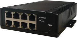 TP-SW8-NC - 8 Port Unmanaged Passive PoE Network Switch, 12-58VDC Wire Term Input, PoE Volt Out = Volt in, 7X Passive PoE + 1x Uplink Port