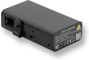 PoE Texas 802.3af Ethernet to Lightning Adapter - PoE Adapter (USB-C to Lightning) Delivers 5V 10W Power and up to 300 Mpbs Wired Data in Aluminum Enclosure for Conference Rooms, Mounted Tablets, iPad