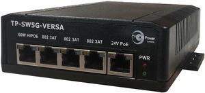 TP-SW5G-VERSA - 5Port Unmanaged GigE PoE Network Switch, 44-58V WireTerm Input, 1x 4pr 60W Pasv PoE + 3X 802.3at 30W PoE + 1x 24V 12W Passive PoE Port
