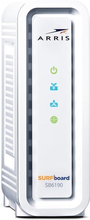 ARRIS (SB6190) - Cable Modem - Fast DOCSIS 3.0 32x8 Gigabit Modem, For Comcast Xfinity, Cox & more [Does not work with Spectrum] 1 Gbps Port, 800 Mbps Max Internet Speed, 2 Year Warranty - White