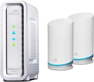 ARRIS Surfboard | SB8200 DOCSIS 3.1 Modem (1 Gbps Max Speeds) & W121 AX6600 WiFi 6 Mesh Tri-Band Router System Bundle (Coverage up to 5,500 sqft) | 2 Year Warranty | Mesh with Your Cable Internet