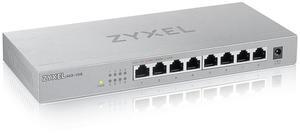 Zyxel 8-Port 2.5GbB MultiGig Ethernet Unmanaged Switch | 8 x 100/1G/2.5G Mbps Ports | Plug & Play | Metal Housing | Desktop or Wall-Mount | Ethernet Splitter MG-108