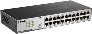 D-Link DGS-1024D, Ethernet Switch, 24 Port Gigabit Unmanaged Fanless Network Hub Desktop or Rack Mountable, Black