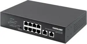 Intellinet 8-Port Gigabit Ethernet PoE+ Switch with 2 RJ45 Gigabit Uplink Ports,120W Power Budget, Manual VLAN Mode, Endspan, Self-Healing Network, Desktop - 3 Yr Mfg Warranty - 561402
