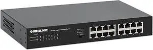 Intellinet 16 Port Gigabit Ethernet Switch  10 / 100 / 1000 Mbps  Unmanaged,Metal Housing, Fanless Quiet, Long Distance, VLAN & Extend Mode  for Computer Desktop Networking-3 Yr Mfg Warranty561815