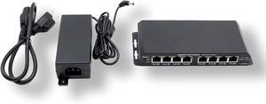 8 Port Passive PoE Switch - 24v Passive Unmanaged Network Gigabit PoE Switch w/ 1 Uplink Port, Power 7 Devices, Includes 24 Volt 60 Watt Power Supply, for Ubiquiti & Mikrotik Devices