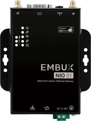 NIO51 Industrial IoT Gateway | Modbus RTU to TCP with 2 KV Isolation Protection | AMR Application | EZ Mesh Gateway for AMR | 20MB Buffer Data Protection | Wide-Temp -40~70