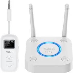 1Mii SafeFly Dual Bluetooth Transmitter for TV, PC, Airplane & B06Pro Bluetooth Audio Receiver for Home Stereo, Wireless Audio Adapter for Hi-Fi Music Streaming