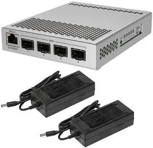 Mikro Tik CRS305-1G-4S+in Switch 4 SFP+ Ports and 1 Gbit Port w/ 2X 24HPOW 24V 2.5A Power Supplies for Power Redundancy (Power Plug Included)