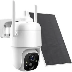 Gadpiparty Solar Security Cameras Wireless Outdoor, 2K 3MP Pan Tilt 355° View IP65 Waterproof Rechargeable Battery Powered PTZ WiFi Camera with PIR, Color Night Vision,2-Way Talk,Cloud/SD