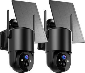 Gadpiparty Security Cameras Wireless Outdoor Solar: Battery Cameras for Home Security WiFi Camera Outdoor Surveillance Camera PTZ 360° CCTV Cam System with Floodlight Color Night Vision PIR Sensor