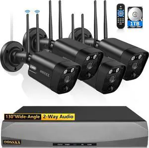 Gadpiparty 5.5MP & PIR Detection 2-Way Audio, Dual Antennas Security Wireless Camera System 3K 5.0MP 1944P Wireless Surveillance DVR Outdoor WiFi Security Cameras