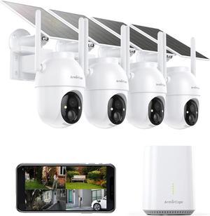 Gadpiparty Security Cameras Outdoor Wireless,4 Cam-Kit,No Subscription,360° Pan & Tilt Home Security Cameras System,2K Color Night Vision