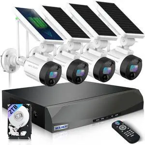 Gadpiparty 2-Way Audio Outdoor Solar Powered Security Camera System, Wireless Rechargeable Security Cameras System, Home Video Surveillance Camera System