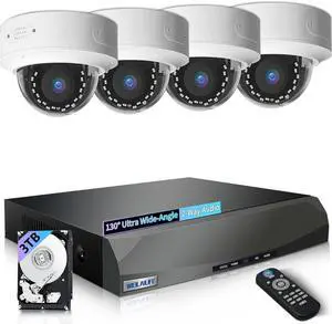 Gadpiparty 2-Way Audio & 130° Wide-Angle Outdoor/Indoor Wired Dome POE IP Security Camera System, NVR Video Surveillance Cameras Systems for Home, Commercial, Business