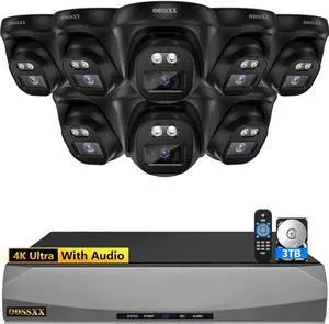 Gadpiparty 4K/8.0 Megapixel & 130° Ultra Wide-Angle with Audio PoE Dome Outdoor Home Security Camera System, Wired Outdoor Surveillance IP Cameras System