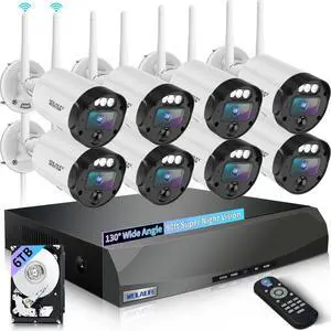 Gadpiparty 90ft Super Night Vision 5MP Outdoor Wireless Security Camera System, Wireless Cameras for Home Security, Home Video Security Cameras, WiFi Surveillance DVR Kits