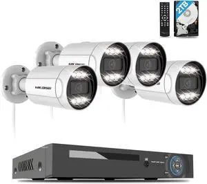 Gadpiparty 5MP IP Security Camera System, Home Surveillance Kits w/4Pcs 5MP IP Security Camera Outdoor&Indoor, 8Ch 4K PoE NVR, Two Way Audio, Spotlight Alarm,2TB HDD, 7/24 Record