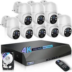 Gadpiparty PTZ Digital Zoom 4K Wired Security Camera System,Home NVR Video Surveillance Systems,Outdoor POE Security Cameras, IP Camera System