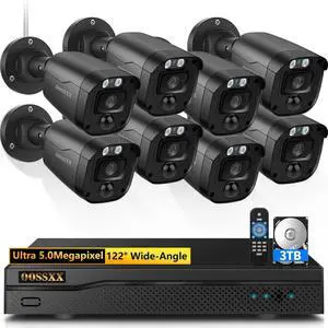 Gadpiparty Full HD 5MP Definition Wired Security Camera System Outdoor Home Video Surveillance Cameras CCTV Camera Security System Outside Surveillance Video Equipment DVR Kits