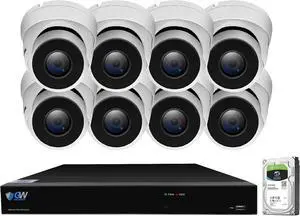 Gadpiparty GW Security 8 Channel Smart AI PoE NVR Ultra-HD 4K (3840x2160) Security Camera System with 8 x 4K (8MP) 2160P Face Recognition/Human/Vehicle Detection Waterproof Microphone IP Dome Camera
