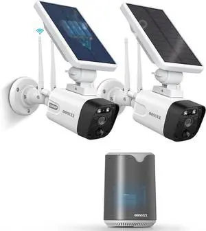 Gadpiparty OOSSXX Solar Security Camera Outdoor Wireless Solar Powered Wireless Cameras with Rechargeable Battery, WiFi Home Surveillance Camera 4.0MP, 2-Way Audio Surveillance