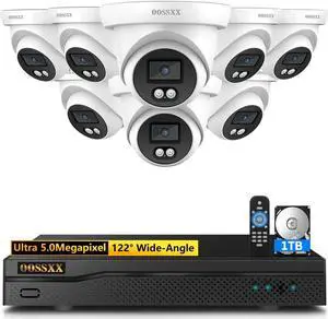 Gadpiparty (5MP Definition Full HD) Wired Security Camera System Outdoor 8pcs AHD Dome Camera Home Video Surveillance Cameras CCTV Camera Security System Surveillance Video Equipment