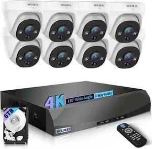 Gadpiparty 2-Way Audio & 130° Wide-Angle Wired Dome Security Camera System, Outdoor POE IP Cameras, Home Video Surveillance Camera Systems