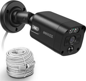 Gadpiparty OOSSXX Black 4K IP 8MP PIR POE Extend Camera Outdoor Indoor Video Surveillance Security Waterproof Wired POE Camera