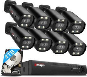 Gadpiparty 5MP PoE Security Camera System Wired Surveillance Camera with Two-Way Audio/AI Face Detection/Color Night Vision 8-Channel H.265, 4TB Hard Drive
