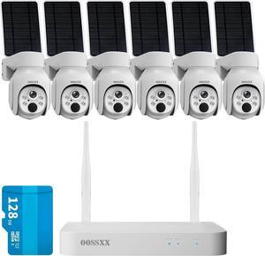 Gadpiparty (PT Digital Zoom 100% Wire-Free) 2-Way Audio Wireless Solar Cameras, Solar Battery PIR Detection Outdoor Wireless Security Camera System Video Surveillance System