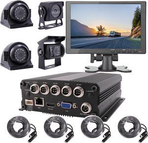 Gadpiparty JOINLGO 4 Channel 1080P Mobile Vehicle Truck DVR Video Recorder System with Night Vision Waterproof Side Front Rear View Car Camera 10 inches Screen for Fleet/Bus/RV/Van
