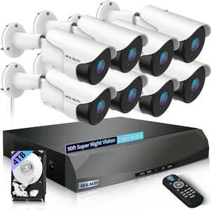 Gadpiparty 90ft Super Night Vision Outdoor Wired Security Camera System, Home Video Security Camera System, POE Security Cameras Systems, Surveillance DVR Kits