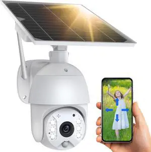 Gadpiparty Solar Security Cameras Wireless Outdoor, WiFi Wireless Security Camera 1080P, 15600mAh Battery Capacity, Motion Detection, Color Night Vision,2-Way Audio,PIR Sensor, Cloud/SD Slot