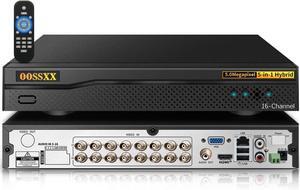 Gadpiparty DVR 16-Channel Hybrid Capability 5-in-1 Digital Video Recorder 5.0MP HD Security DVR Recorder AHD/Analog/TVI/CVBS/IP Security Camera System Video Surveillance, Max to 6TB (NO HDD)