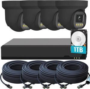 Gadpiparty Smart 5MP PoE 4ch Security Camera System for Home Outdoor NVR Surveillance, 4pcs Wired 5MP PoE Cameras with Night Vision, Human Detection, 4K NVR with 1TB HDD for 24-7 Recording