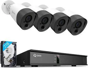 Gadpiparty 5MP Security Camera System with Human/Vehicle Detection, 8CH DVR 4pcs Wired 5MP Analog Cameras Waterproof Cameras for 24-7 Recording with 2TB HDD