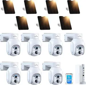Gadpiparty CAMCAMP Security Cameras Outdoor Wireless, Solar-Powered, 2K/4MP Home Security System with 10CH NVR & 500GB HDD, No Subscription
