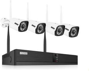 Gadpiparty Eversecu 4CH Smart Wireless Security Camera System 4pcs 2K 3MP Outdoor Cameras & DVR Kit Support Face Capture/Record&Playback, Line Crossing/Intrusion Detection, Smartphone PC Remote View