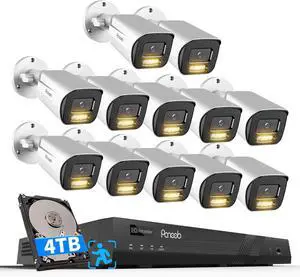 Gadpiparty 16 Channel Security Camera System 4TB HDD, H.265 12PCS 5MP PoE Commercial IP Bullet Camera, Smart Color Night Vision, 2 Way Audio Talking, AI Human Detection, Remote Access, PB65A1216-5MD