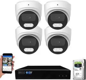 Gadpiparty GW Security 8 Channel 12MP NVR 4K Security Camera System with 4 x 8MP PoE Spotlight Color Night Vision Outdoor/Indoor Microphone Dome Cameras, Smart AI Human/Vehicle Detection