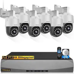 Gadpiparty (4K/8.0 Megapixel & PTZ) 2-Way Audio PoE Outdoor Home Security Camera System Wired Outdoor Video Surveillance IP Cameras Systems