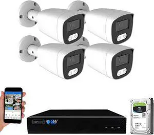 Gadpiparty GW Security 8 Channel 12MP NVR 4K Security Camera System with 4 x 8MP PoE Spotlight Color Night Vision Outdoor/Indoor Microphone Bullet Cameras, Smart AI Human/Vehicle Detection