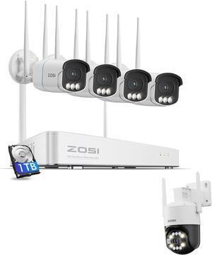 Gadpiparty ZOSI 5MP WiFi 6 Security Camera System,4PCS 5MP Plug-in Metal Cameras with 4K 8MP Outdoor Plug-in WiFi 6 Security Dome Camera